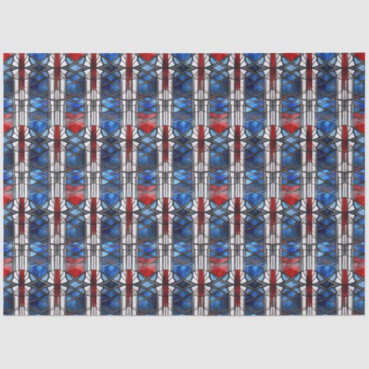Patriotic Red Blue Stained Glass  薄葉紙 (正面)