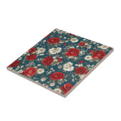 Patriotic Red Blue White Floral (11) タイル (側面)