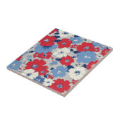 Patriotic Red Blue White Floral (12) タイル (側面)