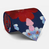 Patriotic Red Blue White Floral (3) ネクタイ (ロール)