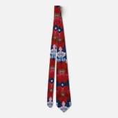 Patriotic Red Blue White Floral (3) ネクタイ (裏面)