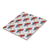 Patriotic Red Blue White Floral (4) タイル (側面)