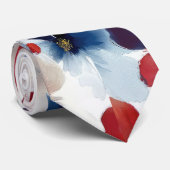 Patriotic Red Blue White Floral (4) ネクタイ (ロール)