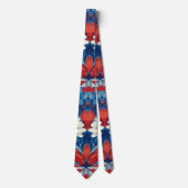 Patriotic Red Blue White Floral (8) ネクタイ (正面)