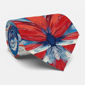 Patriotic Red Blue White Floral (8) ネクタイ (ロール)