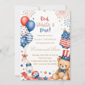 Patriotic Red White and Blue Baby Shower 招待状 (正面)