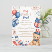 Patriotic Red White and Blue Baby Shower 招待状 (スタンド正面)