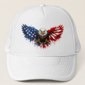 Patriotic Red White and Blue Bald Eagle キャップ (正面)