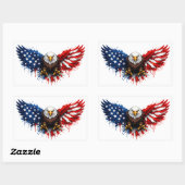 Patriotic Red White and Blue Bald Eagle 長方形シール (シート)