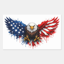 Patriotic Red White and Blue Bald Eagle 長方形シール