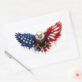 Patriotic Red White and Blue Bald Eagle 長方形シール (封筒)