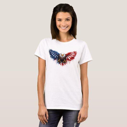 Patriotic Red White and Blue Bald Eagle Tシャツ (正面フル)