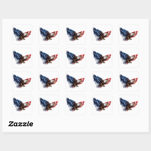 Patriotic Red White and Blue Eagle スクエアシール (シート)