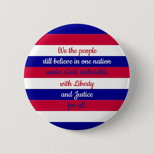 Patriotic Red White and Blue We the People Message 缶バッジ (正面)