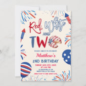 Patriotic red white and two birthday 招待状 (正面)