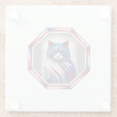 Patriotic Red White & Blue Cat In Frame ガラスコースター (裏面)