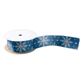 Patriotic Red White Blue Christmas Snow Ribbon サテンリボン (リール)