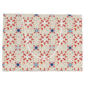 Patriotic Red White Blue Christmas Snowflake Gift ラージペーパーバッグ (裏面)