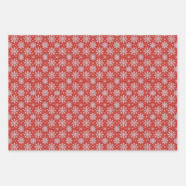 Patriotic Red White Blue Christmas Snowflake Wrap ラッピングペーパーシート