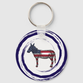 Patriotic Red White Blue Donkey キーホルダー