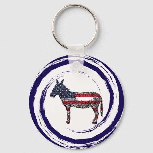 Patriotic Red White Blue Donkey キーホルダー (正面)
