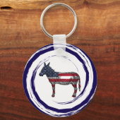 Patriotic Red White Blue Donkey キーホルダー (正面)