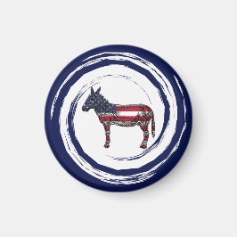 Patriotic Red White Blue Donkey マグネット