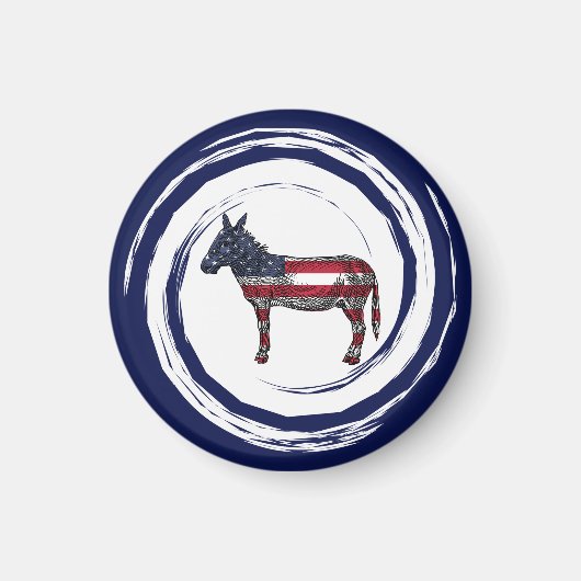 Patriotic Red White Blue Donkey マグネット (正面)
