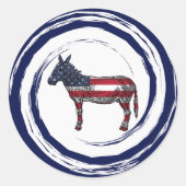 Patriotic Red White Blue Donkey ラウンドシール (正面)