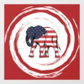 Patriotic Red White Blue Elephant ウィンドウサイン (シート)