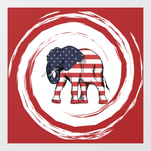 Patriotic Red White Blue Elephant ウィンドウサイン (シート)