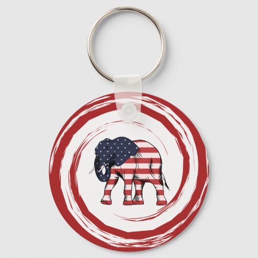 Patriotic Red White Blue Elephant キーホルダー (正面)