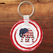 Patriotic Red White Blue Elephant キーホルダー (裏面)