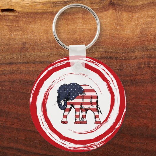 Patriotic Red White Blue Elephant キーホルダー (裏面)
