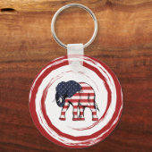 Patriotic Red White Blue Elephant キーホルダー (正面)