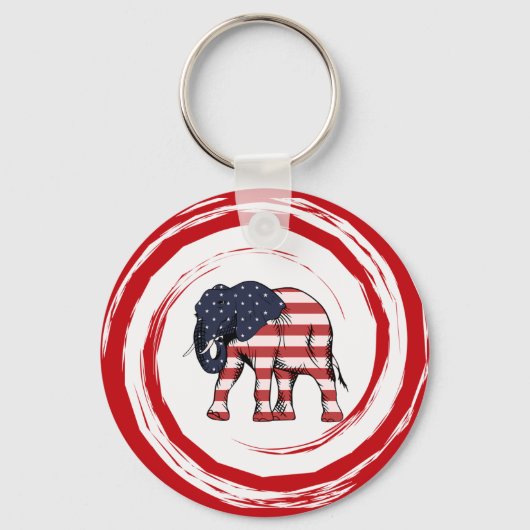 Patriotic Red White Blue Elephant キーホルダー (裏面)