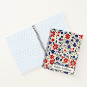 Patriotic Red White Blue Floral Pattern ノートブック (内部)