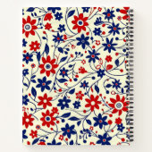 Patriotic Red White Blue Floral Pattern ノートブック (裏面)