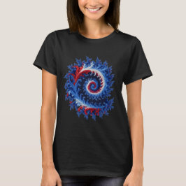 Patriotic, red white blue fractal  spiral abstract tシャツ