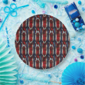 Patriotic Red White Blue Geometric Pattern ペーパープレート (パーティー)