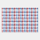 Patriotic Red White Blue Plaid Complementary Set ラッピングペーパーシート (正面3)