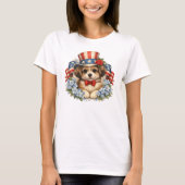 Patriotic Red White Blue Puppy Tシャツ (正面)