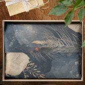 Patriotic Red White Blue Rooster Flowers Leaves 薄葉紙