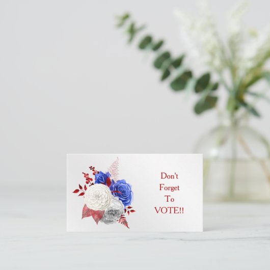 Patriotic Red White Blue Roses Vote Reminder 名刺 (スタンド正面)