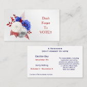 Patriotic Red White Blue Roses Vote Reminder 名刺 (正面/裏面)