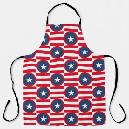 PATRIOTIC RED WHITE BLUE STARS & PATTERNS エプロン