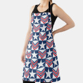 PATRIOTIC RED WHITE BLUE STARS & PATTERNS エプロン (インサイチュ)