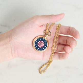 Patriotic Red White Blue Stars Stripes Rosette 腕時計