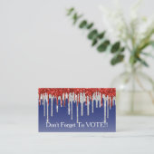 Patriotic Red White Glitter Drip Blue Reminder 名刺 (スタンド正面)
