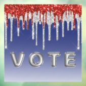 Patriotic Red White Glitter Drip Blue Vote ウィンドウサイン (シート3)